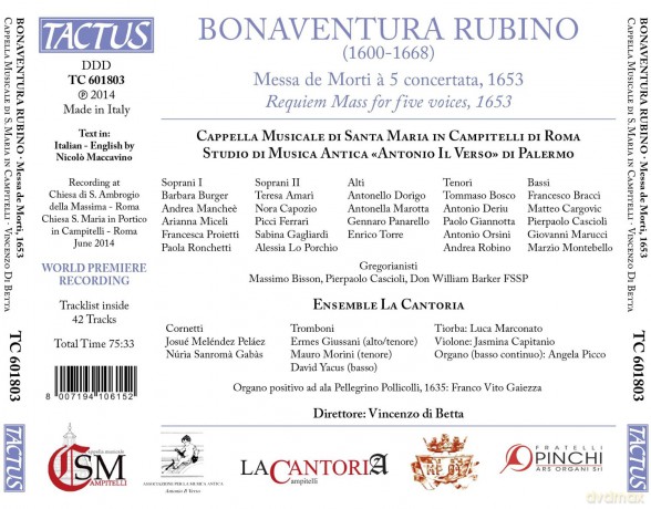 Cappella Musicale di Santa Maria in Campitelli di Roma: Rubino:Messa De Morti [CD]