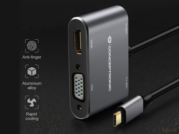 CONCEPTRONIC Dock USB-C ->HDMI,VGA,USB3.