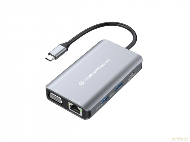 CONCEPTRONIC Dock USB-C->HDMI,VGA,GbE,3x