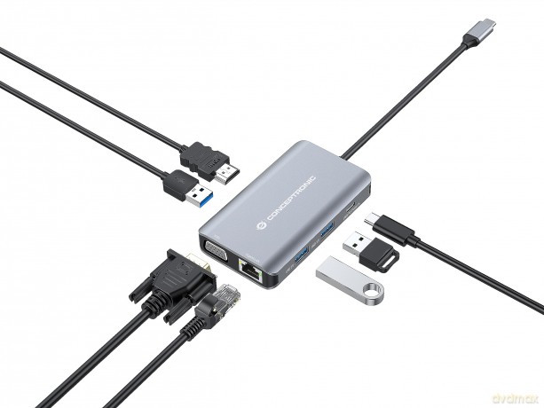 CONCEPTRONIC Dock USB-C->HDMI,VGA,GbE,3x