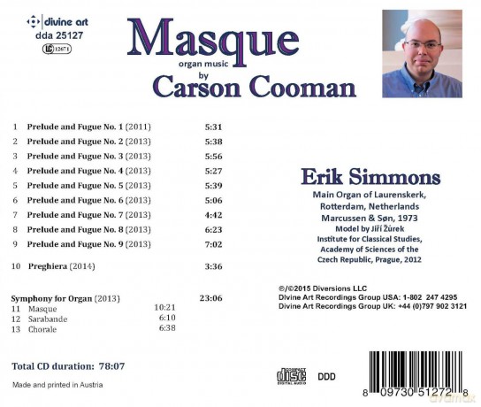 Erik Simmons: Carson Cooman:Masque [CD]