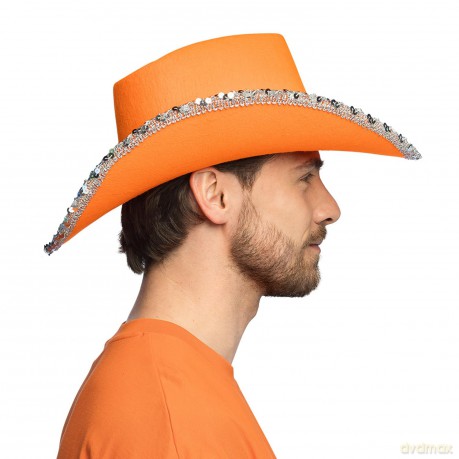 Cowboy Hoed Glitter - Neon Oranje