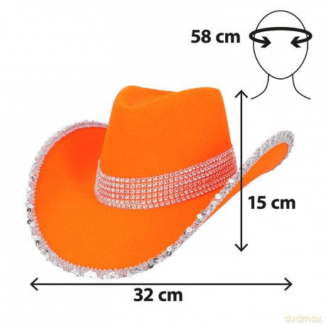 Cowboy Hoed Glitter - Neon Oranje