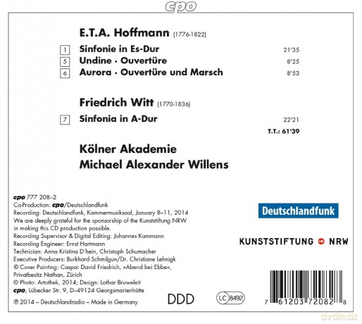 Koelner Akademie: Hoffman:Symphony/Overtures [CD]