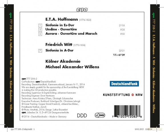 Koelner Akademie: Hoffman:Symphony/Overtures [CD]
