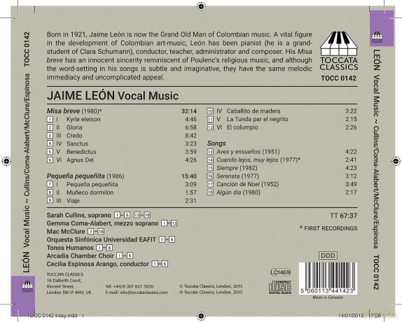 Sarah Cullins: Leon:Vocal Music [CD]
