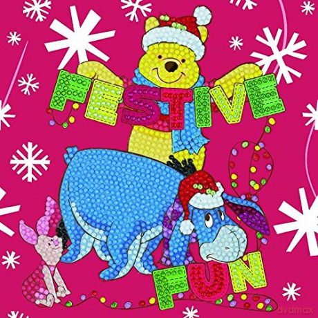 Crystal Art Card Kit Festive Winnie the Pooh 18 x 18 cm