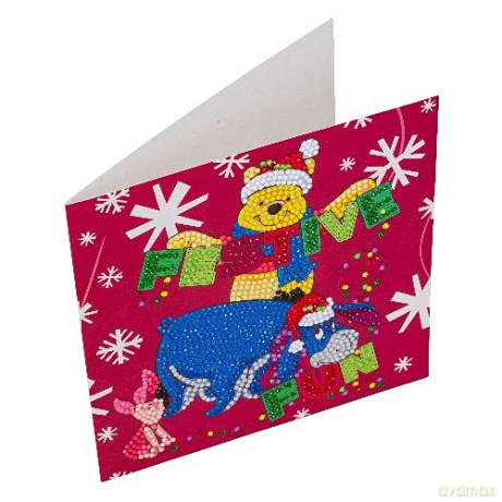 Crystal Art Card Kit Festive Winnie the Pooh 18 x 18 cm