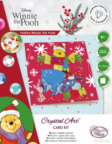 Crystal Art Card Kit Festive Winnie the Pooh 18 x 18 cm