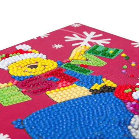 Crystal Art Card Kit Festive Winnie the Pooh 18 x 18 cm