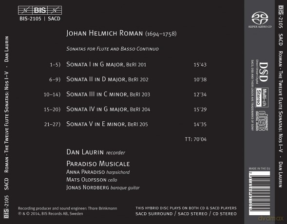 Dan Laurin: Roman:12 Flute Sonatas 1-5 [CD]