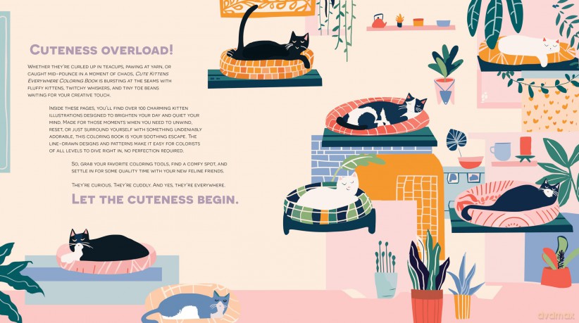 Cute Kittens Everywhere Coloring Book [KSIĄŻKA]