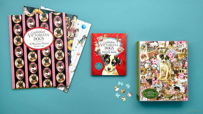 Cynthia Harts Victoriana Dogs 12 Wrapping Papers and Gift Tags [KSIĄŻKA]
