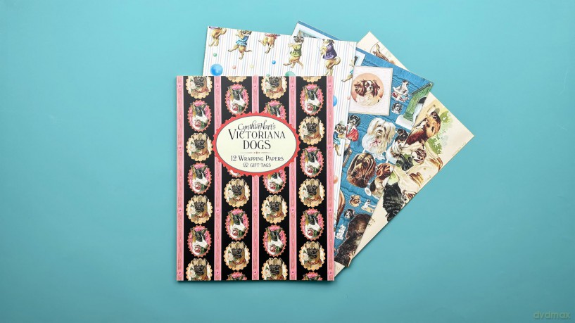 Cynthia Harts Victoriana Dogs 12 Wrapping Papers and Gift Tags [KSIĄŻKA]