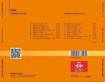 Christopher Hinterhuber: Soler:Keyboard Sonatas [CD]
