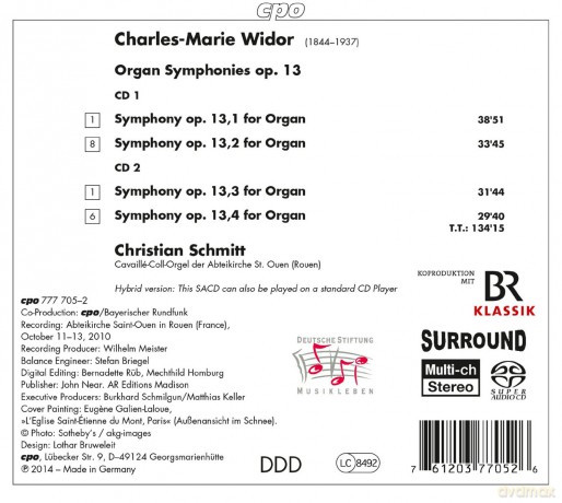 Christian Schmitt: Widor:Organ Symphonies 1-4  [2CD]