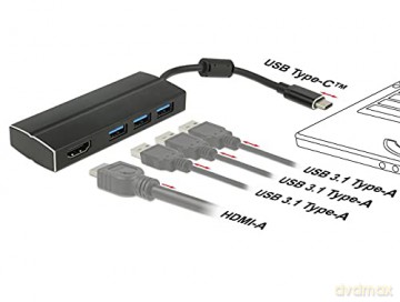 DELOCK Adapter USB3.1 Gen1/C > 3x USB3.0