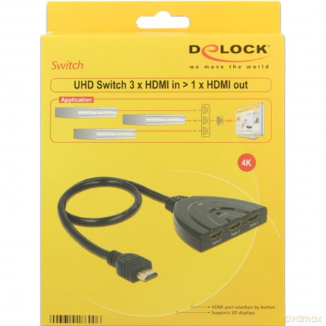 Delock HDMI UHD Switch 3 x HDMI in > 1 x