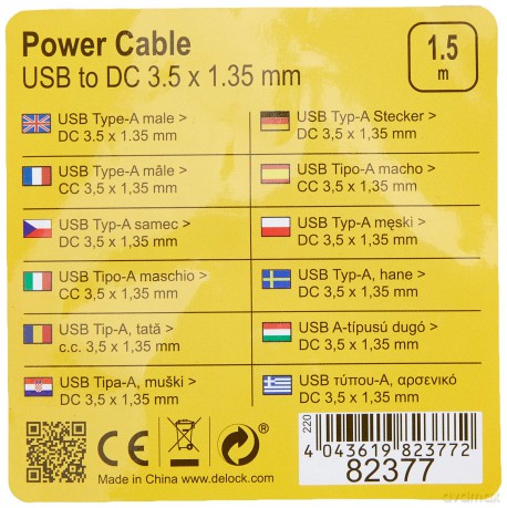 Delock Kabel USB Power > DC 3,5 x 1,35 m