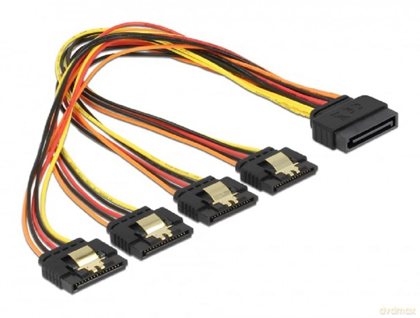 DELOCK Stromkabel 4x 15Pin SATA -> 2x 15