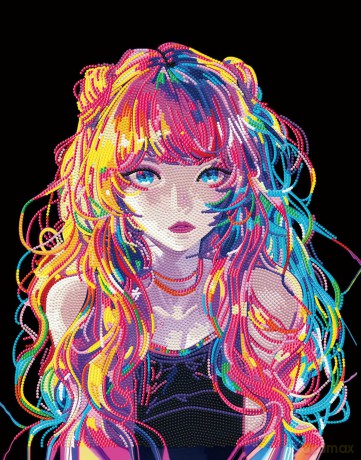 Diamond Painting Neon Anime Girl