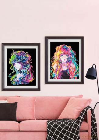 Diamond Painting Neon Anime Girl
