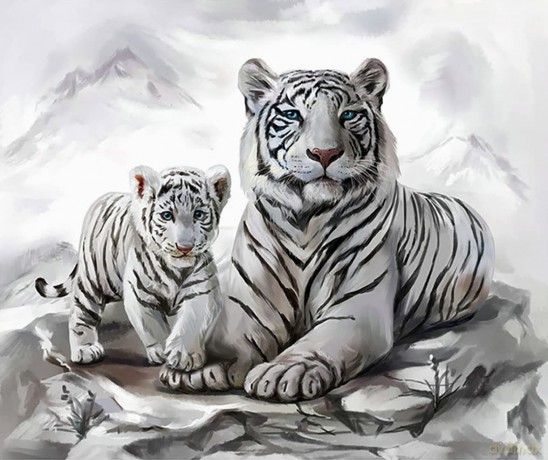 P: Diamond Painting Tigermama 40x30cm