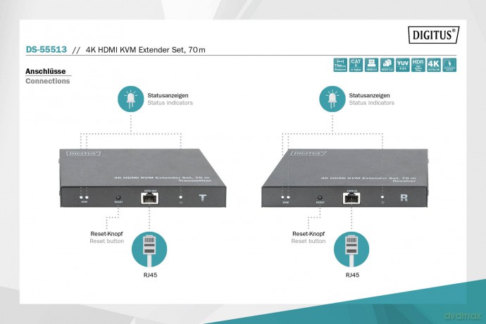 DIGITUS 4K HDMI KVM Extender Set, 70m