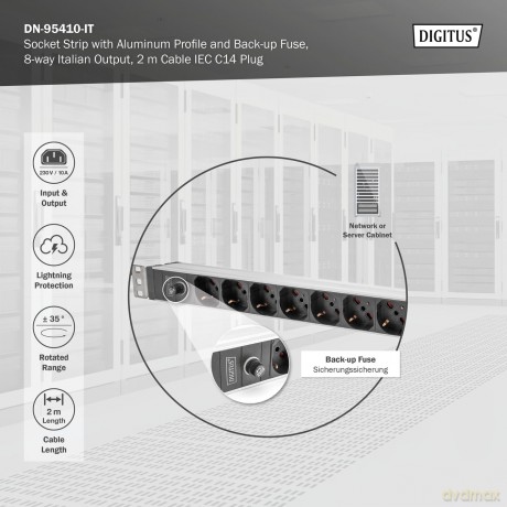 DIGITUS 8-Fach Steckdosenleiste 1HE PDU,