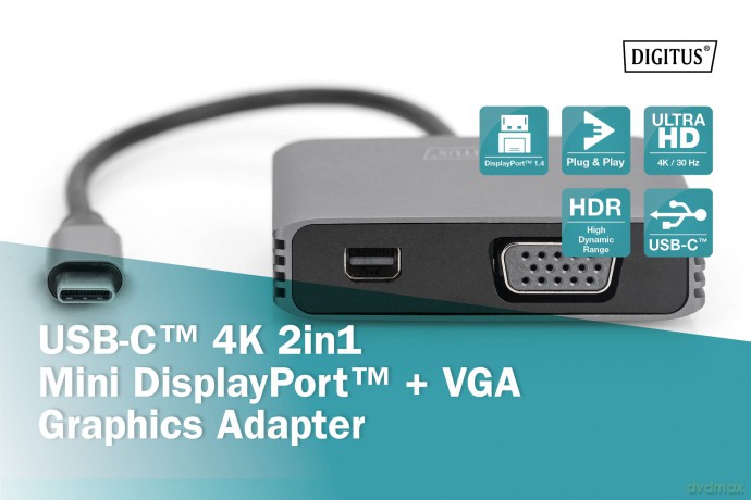 DIGITUS Adapter USB-C St. -> VGA Bu./Min
