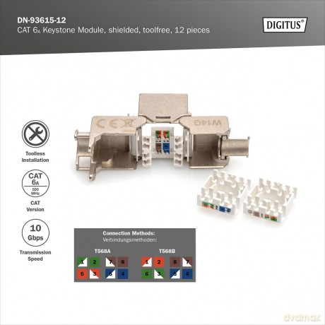 DIGITUS CAT 6A Keystone Modul geschirmt10ZubehśrSONSTIGES540211279751.99113.05.2026225789461 40160