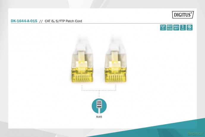 DIGITUS CAT 6A S/FTP Patchkabel, 1,5m, g