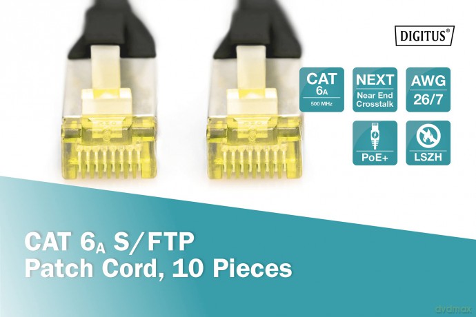 DIGITUS CAT 6A S/FTP Patchkabel, 10 Stźc