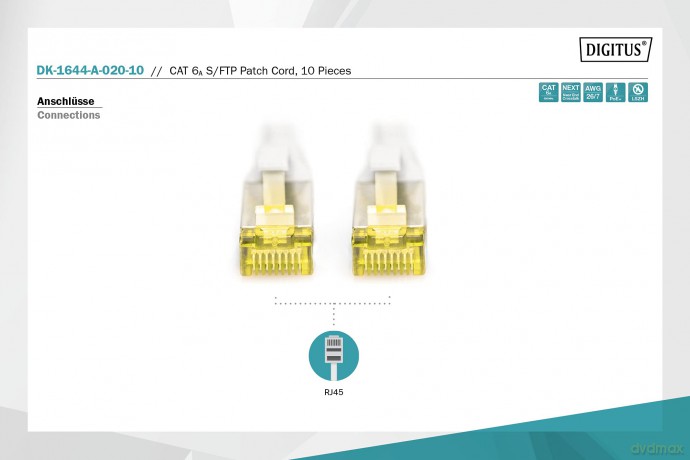 DIGITUS CAT 6A S/FTP Patchkabel, 10 Stźc