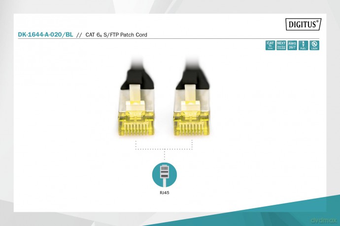 DIGITUS CAT 6A S/FTP Patchkabel, 2m, sch