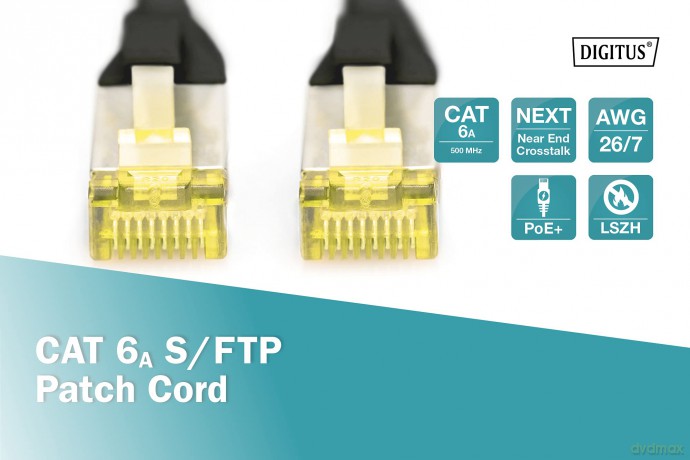 DIGITUS CAT 6A S/FTP Patchkabel, 2m, sch