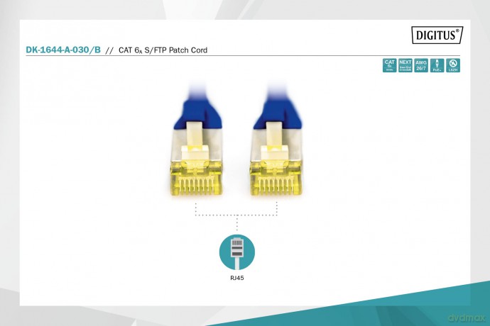 DIGITUS CAT 6A S/FTP Patchkabel, 3m, bla