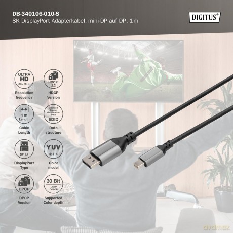 DIGITUS DisplayPort Adapterkabel mini DP
