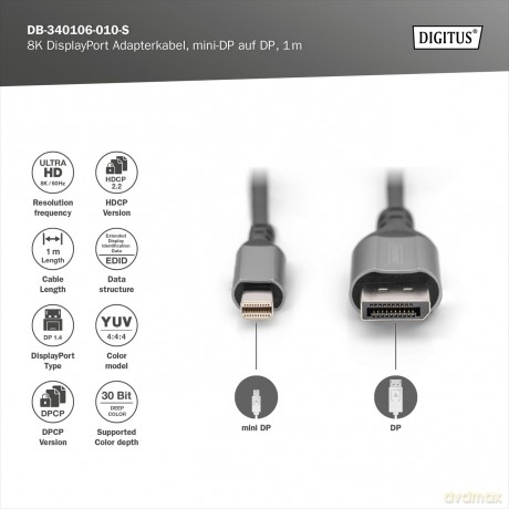 DIGITUS DisplayPort Adapterkabel mini DP