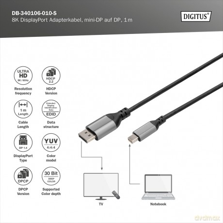 DIGITUS DisplayPort Adapterkabel mini DP