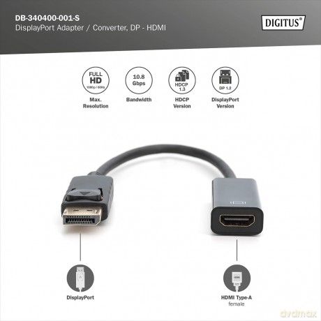 DIGITUS DisplayPortKabel DPort -> HDMI-A