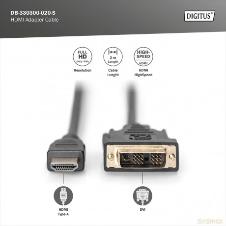 DIGITUS HDMI-Kabel A->DVI(18+1) St/St
