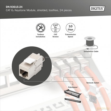 DIGITUS Keystone Jack Cat6a RJ45 geschir