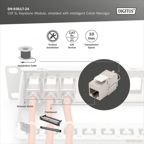 DIGITUS Keystone Jack Cat6a, Set 24 Stźc