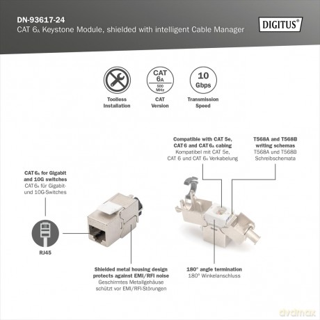 DIGITUS Keystone Jack Cat6a, Set 24 Stźc