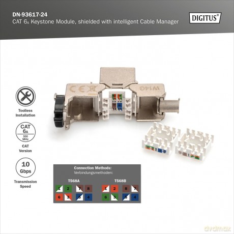 DIGITUS Keystone Jack Cat6a, Set 24 Stźc