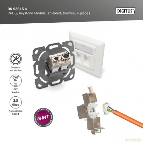 DIGITUS Keystone Jack Cat6ARJ45->LSA ges