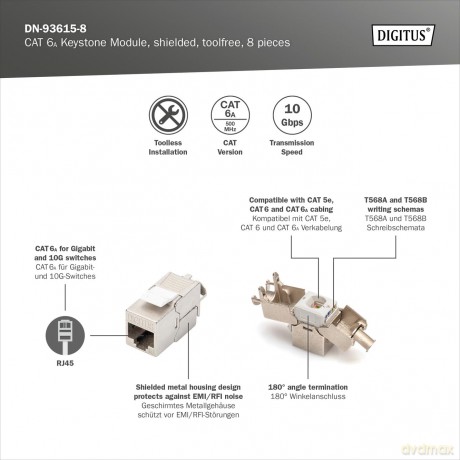 DIGITUS Keystone Jack Cat6ARJ45->LSA ges