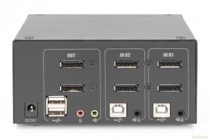 DIGITUS KVM Switch, 2-Port, 4K60Hz, 4xDP