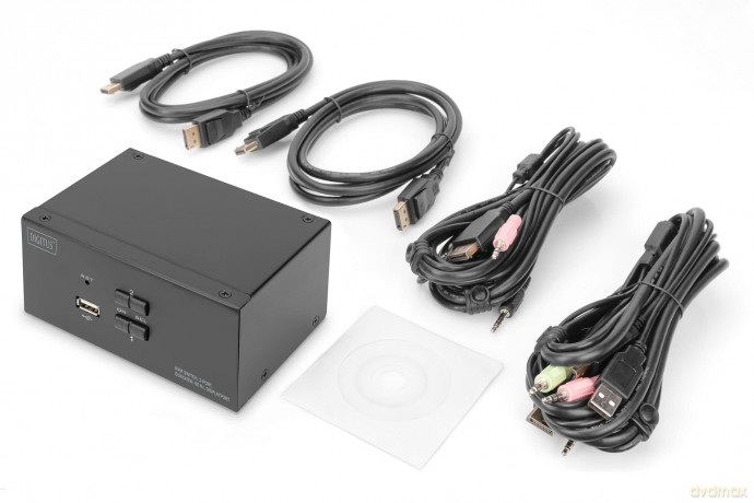 DIGITUS KVM Switch, 2-Port, 4K60Hz, 4xDP